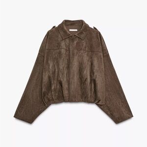 NWT Zara brown SUEDE EFFECT BOMBER JACKET